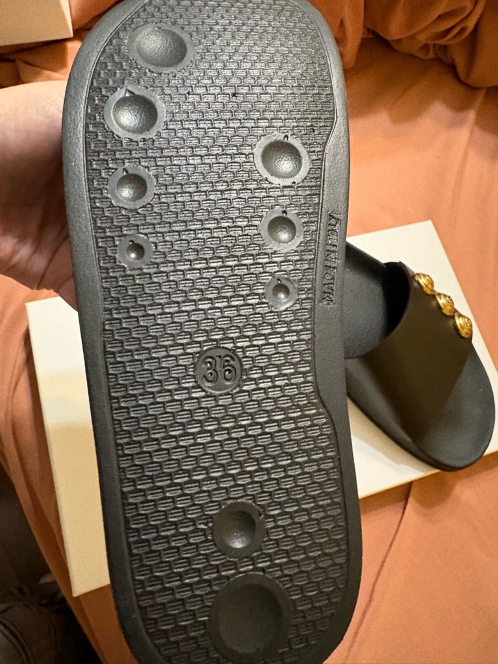Balmain Matte Black Logo Slide Sandals - Picture 4 of 6